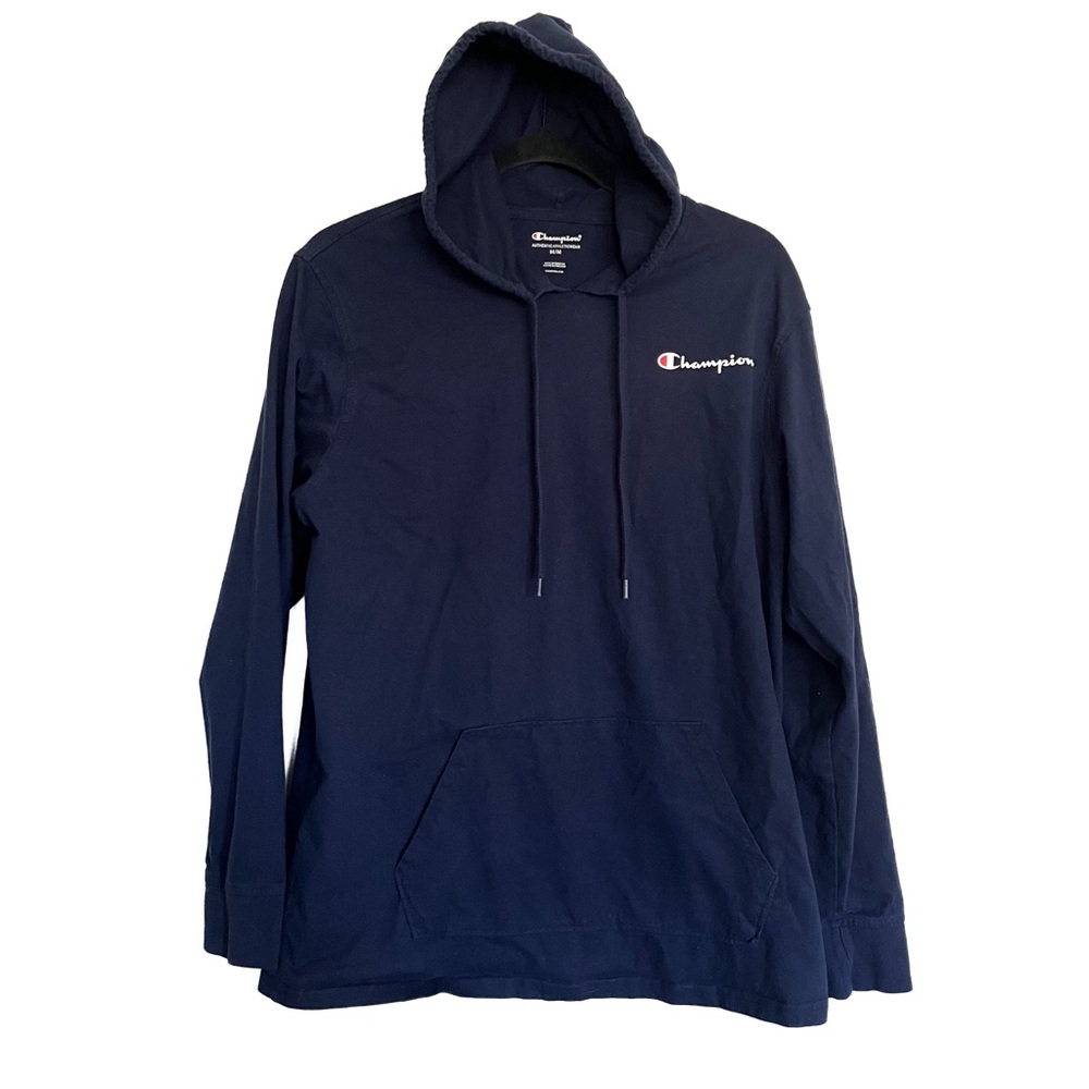 CHAMPION Mens Navy Med Athletic Sport Hoodie Sweatshirt Pullover Lightweight